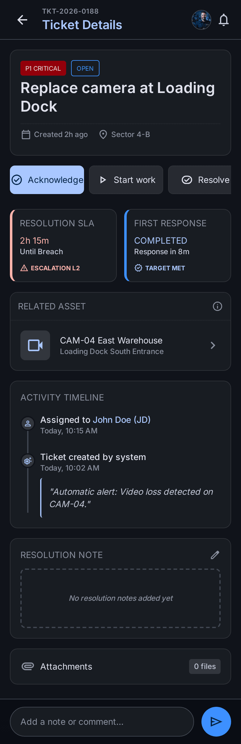IOSentra mobile app - incident detail with AI root-cause insight